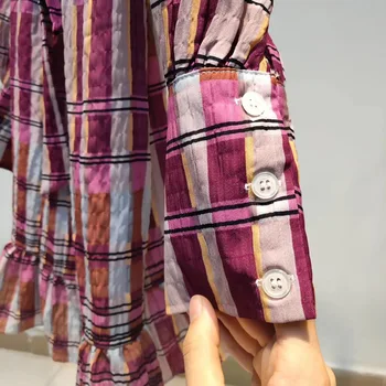 2020 Mados Moterų Boho Stiliaus ilgomis Rankovėmis Laisvi O-kaklo Pledas Mini Suknelė