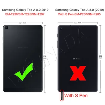 Case for Samsung Galaxy Tab 8.0 SM-T290 T295 T297 2019 rankoje Šoko Įrodymas EVA viso kūno dangtelis Rankena stovi atveju vaikams