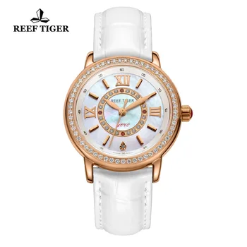 Rifas Tigras/RT Moterų Mados Laikrodžiai Diamond Rose Gold Prabangus Odinis Dirželis Kvarcas Laikrodžiai moterims Reloj Mujer RGA1563