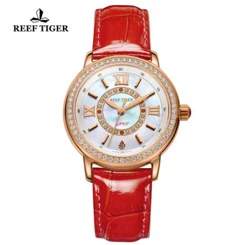 Rifas Tigras/RT Moterų Mados Laikrodžiai Diamond Rose Gold Prabangus Odinis Dirželis Kvarcas Laikrodžiai moterims Reloj Mujer RGA1563