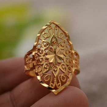 24k Gėlės Aukso Žiedas Moterims Aukso Spalvos Piršto Žiedą Išskirtinį Dizainą Etiopijos/Afrikos/Nigerijos/Izraelio Moterų, Mergaičių, Dovanos