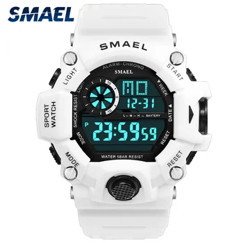 SMAEL 1385C White, Laikrodžiai Vyrams, Skaitmeniniai 50M atsparumas Vandeniui Auto Data relogio masculino Skaitmeninis Kariniai Laikrodžiai Mens Sporto Chronograph
