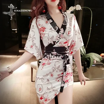 Japonijos Šilko Skraiste Kimonos Kailis Seksualus Cosplay Kostiumai Geiša Dress Japonija Pagundai Moterų Tradiciniai Sleepwear Yukata Chalatas
