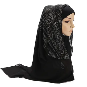 2020 Naujas moterų kalnų krištolas šifono vientisos spalvos musulmonišką hidžabą šalikas skaros ir apsiaustas pashmina bandana moterų foulard lankelis