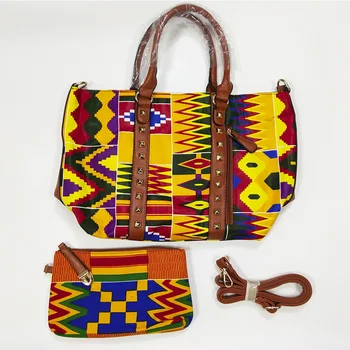 Dashiki Mados afrikos vaškas maišelį rinkiniai ankara vaškas rankinėje afrikos vaškas audinio maišelį panele