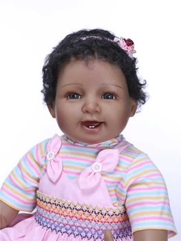NPK 55cm Bebes Atgimsta Lėlės, Minkšti Silikoniniai Mergina Žaislas Reborn Baby Doll Dovana Vaikų dienos juoda šypsena cute girl