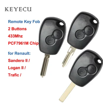 Keyecu 2 Mygtukus Nuotolinio Automobilio Raktas Fob 433MHz su PCF7961M HITAG SEP Mikroschemą Renault Trafic Vauxhall Vivaro 