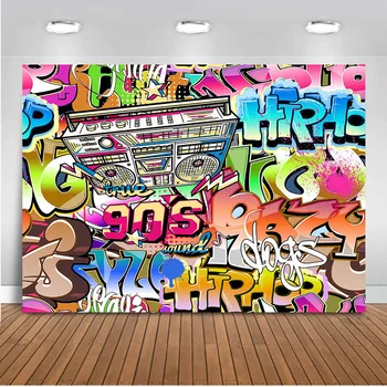 Neoback Fotografijos Fonas 90 šalies Hip-Hop Grafiti Sienos Fone fotostudija Atgal į 90s Gimtadienio Apdaila