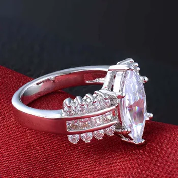 YaYI Mados Moterų Papuošalai CZ Žiedas Sidabro Spalvos Sužadėtuvių Žiedai, vestuvių Žiedai Šalies Žiedai dovana