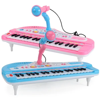 Vaikai 37-raktas Daugiafunkcinis Fortepijonas Žaislai, Elektroniniai Karaoke Klavišinių Muzikos instrumentų Mikrofonas Žaislai Vaikams Kalėdų Dovana
