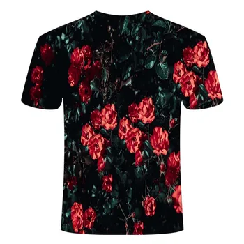 2020 3D gėlės nauji vyriški ir moteriški marškinėliai, vaikų žali lapai trumpas rankovėmis vyriški 3DT T-shirts