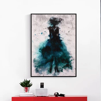 Šokių Sijonas Mergina, Vandens spalvų Abstrakčios Drobės Tapybos Menas Spausdinti Plakato Nuotrauką Apdailos Šiuolaikinių Namų Puošybai