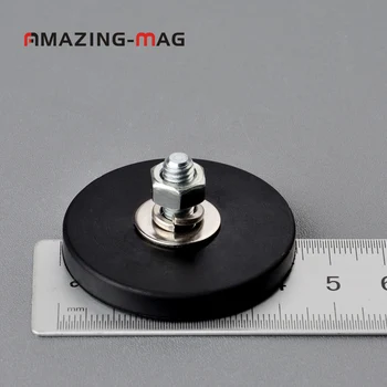 2VNT 9KG Neodimio Anti-scratch Magnetas Diskas Su Guma Kainavo D43*6mm M6 Vyrų Sriegis LED Šviesos, Kamera, Montavimas Bazės Magnetinio Puodą