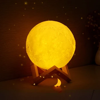 Modernus 3D Mėnulio Lempa, LED Kūrybos USB Įkrovimo Naktį Šviesos Pritemdomi Touch staliukas Stalo Lempos, Vaikų Miegamasis