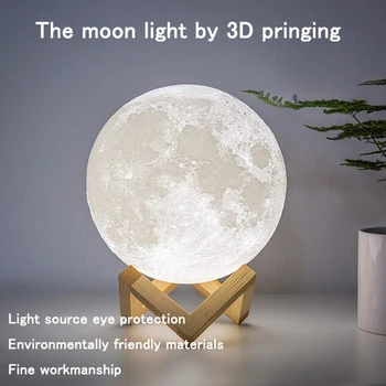 Modernus 3D Mėnulio Lempa, LED Kūrybos USB Įkrovimo Naktį Šviesos Pritemdomi Touch staliukas Stalo Lempos, Vaikų Miegamasis