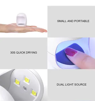 Fingerqueen 3W USB Mini Nagų Džiovintuvas Nešiojamų UV LED Kietinimo Lempa 30s Greitai Džiūstantis Kietinimo Šviesoje Gelio lenkijos