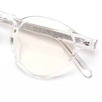 Peekaboo retro apvalūs akiniai moterims tr90 skaidrios juodos anti mėlyna šviesa optiniai akinių rėmeliai, skirti vyrų korėjos stiliaus acetatas
