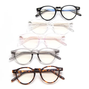 Peekaboo retro apvalūs akiniai moterims tr90 skaidrios juodos anti mėlyna šviesa optiniai akinių rėmeliai, skirti vyrų korėjos stiliaus acetatas