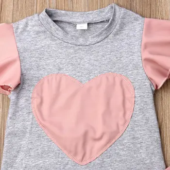 Pudcoco Mergina Set 1-6Y 2vnt Merginos Širdį Print T-shirt+Kietas Rožinė Sijonai+Apranga Princesė Suknelė Vasaros Drabužių