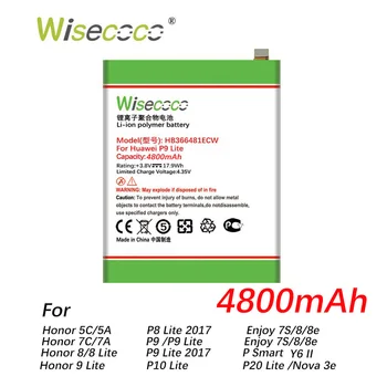 Wisecoco 4800mAh HB366481ECW Baterija Huawei P9 5C ( P10 Lite ) G9 Garbę 7C, 7A 8 8E Lite/ Y6 II EVA-AL00/AL10/L09/TL00
