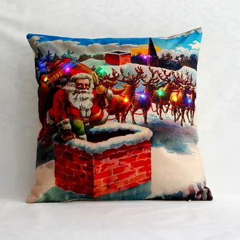 Kalėdų Linų Animacinių filmų LED Pagalvėlė Cove namų mados mielas pagalvę padengti kambarį lova Derliaus dekoratyvinės pagalvės užvalkalą paprasta
