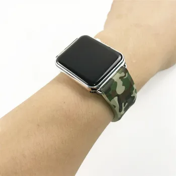 Minkšto Silikono Dirželis Apple Žiūrėti SE Riešo Juostos Serijos 6 5 4 3 2 1 Kamufliažas Sporto Apyrankę 40mm 44mm 38/42mm Watchband Diržas