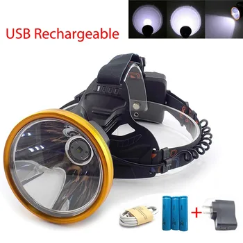 Labai Šviesus USB T6 LED žibintai žibintas Žibintai įkrovimo priekinės galia hoofdlamp Miner šviesos kempingas žvejybos žibintuvėlis