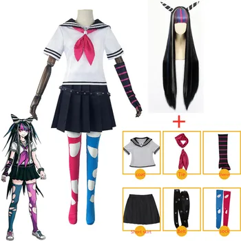 Anime Danganronpa 2 Mioda Ibuki Cosplay Kostiumai Dress Moterų, Mergaičių Jk Mokyklos Vienodos Sailor Kostiumas, Sijonas Rinkinys