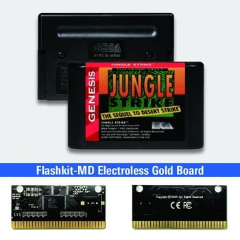 Jungle Strike - JAV Etiketės Flashkit MD Electroless Aukso PCB Kortele Sega Genesis Megadrive Vaizdo Žaidimų Konsolės