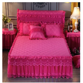 Nemokamai express pristatymas dygsniuotas nėrinių lovatiesės nėrinių Princesė lapus, nėrinių bedskirt paminkštintas dygsniuotas lova, čiužinys padengti šiltas bedcover