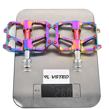 VSTEO Ultra Light Dviračio Pedalas Visi CNC waterpro MTB DH, XC MTB Pedalas L7U 6 Guolių Aliuminio Pedalų Electroplated vaivorykštė viena pora