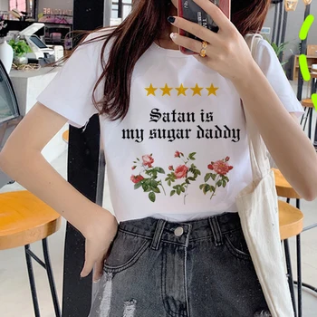 Nauji Šėtono Demonas Marškinėliai Moterims Grim Reaper Satanist Pragarą Satanism Hrajuku T-shirt Siaubo Juokinga Marškinėlius 90s Ullzang Viršuje Tees Moteris