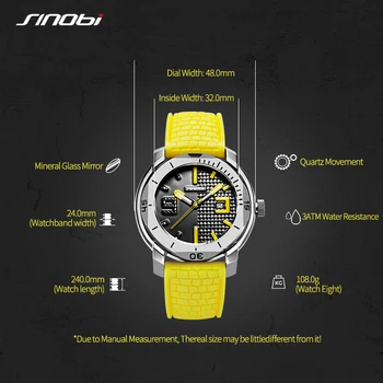 Relogio Masculino Naujas SINOBI Mens Sporto Kvarciniai Laikrodžiai Viršuje Prabangos Prekės ženklo Vyras Silikono Žiūrėti Karinės Nerūdijančio Plieno Laikrodis