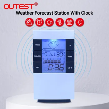 CX-506 Skaitmeninis LCD Termometras su Drėgmėmačiu Barometras Prognozė, Temperatūra, Drėgmės Matuoklis, Apšvietimas Laikrodis Oras Stotis