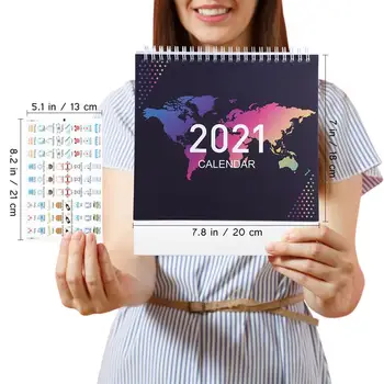 STOBOK 2021 Stalas, Mini Kalendorių 12Months Nuolatinis Apversti Kalendoriaus Verslo Tiesiog Stiliaus visų Metų Kalendorius Kasdien Planuotojas 2021.01-12