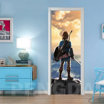 3D Durų Lipdukas Lipni Žaidimas Legend of Zelda Nuotrauką Decal Namų Puošybai Popieriaus Kambarį Vandeniui Spausdinti Iliustracijos