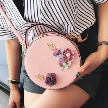 RanHuang Nauja 2019 Moterų Mados Turas Maišelius, Gėlių Dizainas Pečių Krepšiai, Aukštos Kokybės Pu Odos Mini 