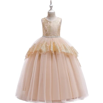 Vakare princesė dress pirmosios komunijos suknelė ilgai mergaičių gėlių vestuvių vaikai kamuolys suknelė kūdikių purus elegantiškas kostiumas 2020 m.