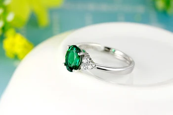 YANHUI moteriški Žiedai 925 Sterlingas Sidabro Papuošalai Žiedas Su Ovalo Supjaustyti AAAAA Royal Smaragdas Žalia Alyvuogių Cirkonis Žiedas Vestuvių Dovanos