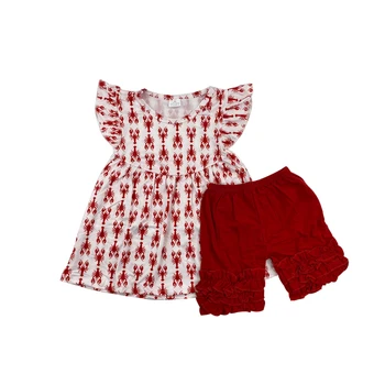 Boutique karšto pardavimo omaras modelio sijonas vaikų drabužiai raudoni šortai vasarą vaikų kostiumas