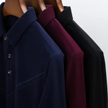 Naujas Mados Polo Marškinėliai Vyrams, Aukštos Kokybės, Storas, Žiemą Šilta ilgomis rankovėmis Vyno Raudona Marškinėliai Slim Fit Camisa Polo T967