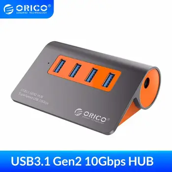 ORICO 4 Port USB3.1 Gen2 HUB USB C Gen2 Aliuminio STEBULĖS 10Gbps SuperSpeed Su 12V Maitinimo Adapteris, Skirtas 