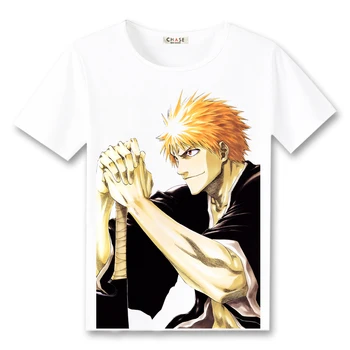 Japonijos Anime Cos balinimo t-shirt Hitsugaya Toushirou Kuchiki Byakuya Cosplay Trumpas Rankovės Medvilnės Marškinėliai Tee Viršų