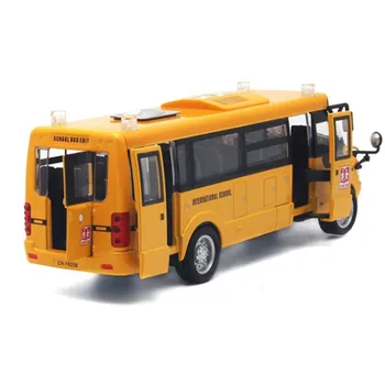 1:32 Didelių Diecast Amerikos Mokyklos Lydinio Autobusų Modelis Studentų Geltona Traukti Atgal, Mokyklos Autobusas Su 5 Durų Muzikos, Šviesos, Vaikams Berniukas