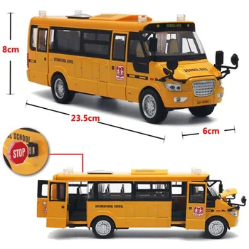 1:32 Didelių Diecast Amerikos Mokyklos Lydinio Autobusų Modelis Studentų Geltona Traukti Atgal, Mokyklos Autobusas Su 5 Durų Muzikos, Šviesos, Vaikams Berniukas