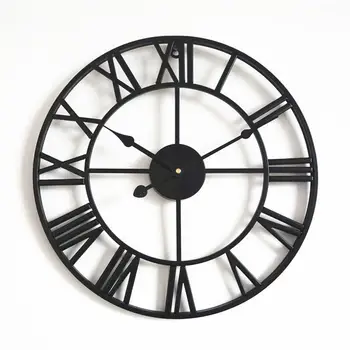 Naujas 3D Apskrito Sieninis Laikrodis 40 cm Retro Romos Kaustytomis Tuščiaviduriai Geležies Laikrodis, Baterija, Kaip Namų Sienos Kambarį Apdaila