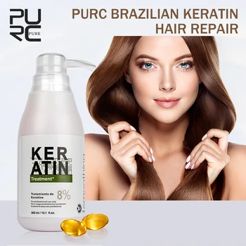 11.11 PURC Brazilijos Keratyny Gydymas, plaukų tiesinimo 8% formalino 300ml Pašalinti frizz ir padaryti blizga&smooth plaukų gydymas