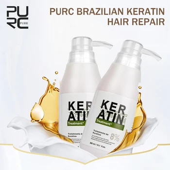 11.11 PURC Brazilijos Keratyny Gydymas, plaukų tiesinimo 8% formalino 300ml Pašalinti frizz ir padaryti blizga&smooth plaukų gydymas