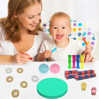 25pcs Pop Burbulas Fidget Išskleidimo Jutimo Žaislas Streso Atsarginiais Žaislai Nustatyti Autizmo Nerimas Reljefas Stresas Žaislai Vaikams Suaugusieji