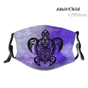 Sea Turtle Mandala Paisley Purple - Havajų Stiliaus Skalbti Daugkartinių Madinga Burnos, Veido Kaukė Su Filtrais Vaikų Suaugusiųjų Jūros